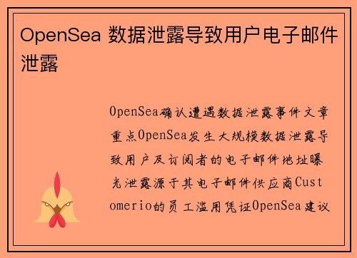OpenSea 数据泄露导致用户电子邮件泄露 